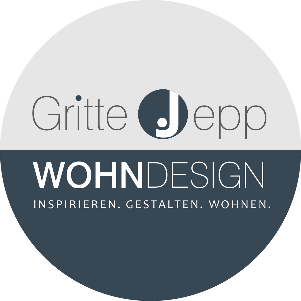 Logo von Gritte Jepp Wohndesign mit dem Slogan Inspirieren. Gestalten. Wohnen.