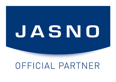 Logo von Jasno mit dem Text Official Partner darunter.