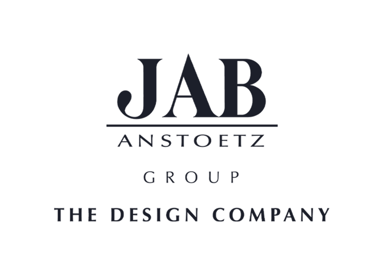 Logo der JAB Anstoetz Group mit dem Zusatz The Design Company.