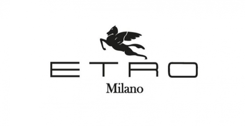 Logo von Etro Milano mit einem fliegenden Pegasus über dem Schriftzug.