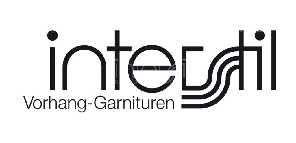 Logo mit dem Schriftzug interstil Vorhang-Garnituren in schwarzer Schrift auf weißem Hintergrund.
