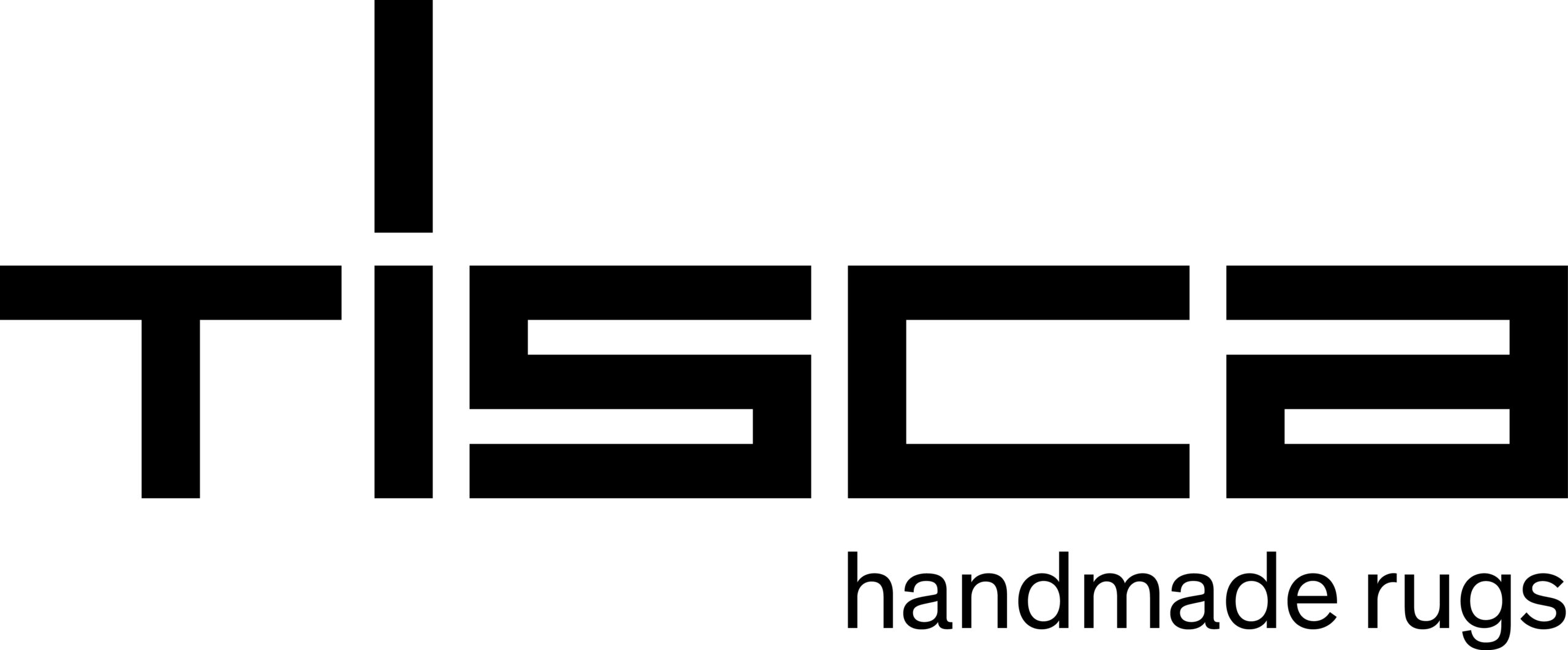Logo mit dem Schriftzug tisca handmade rugs in schwarzer Schrift auf weißem Hintergrund.